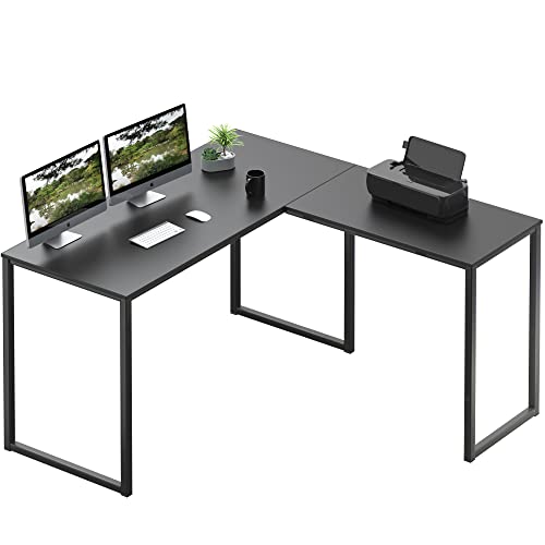 SHW Mission 48 x 48 L-Shape Home Office Computer Desk, Black - color: Black, size: 48-Inch L-Shaped