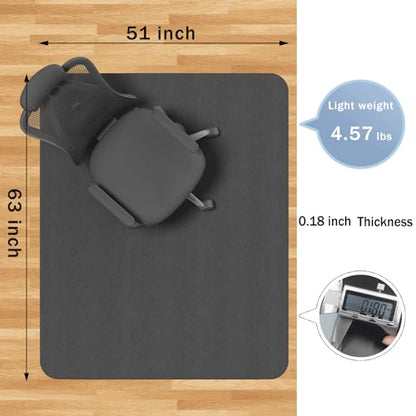 Office Chair Mat for Hard Floors, Slip Resistant Heavy Duty Under Desk Chair Mat for Hardwood Floor, 51"x63"Inch, Black - size: 51"x63"
