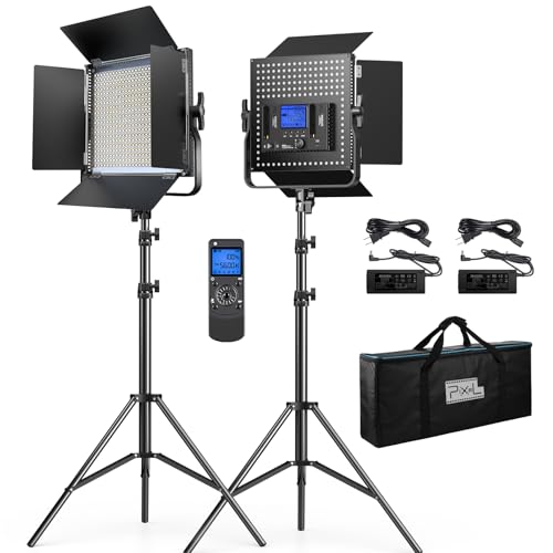 Pixel K80 Bi Color Photography Lighting with Remote, 2-Pack 45W 3200K-5600K Dimmable LED Video Light, Panel Light for Studio/Gaming/Streaming/YouTube/Videography/Film/Video Recording - color: K80 Bi-color