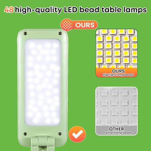 VAVOFO Cute Bunny Desk Lamp, Foldable LED Rechargeable Eye-Caring Reading Light, 3 Color Modes Dimmable Night Light for Kids Girls Bedroom Study Dorm Room (Mint Green) - color: Green