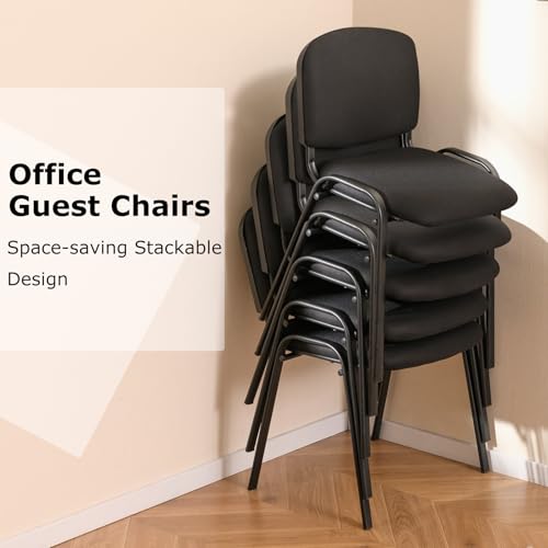 Giantex Set of 5 Conference Chair with Ergonomic Upholstered Seat, Protective Foot Pad, Elegant and Stackable Design for Home & Office, Waiting Room, Guest Room, 5 Pieces Reception Executive Chair Set