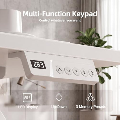 Claiks Electric Standing Desk, 55x24 Inch, White - color: White, size: 55 Inch