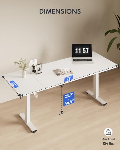 FLEXISPOT 79x32 Inch Electric Standing Desk, White - color: White, size: 79"x32"
