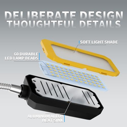 LED Machine Light, Gooseneck Lamp, Clamp-on Gooseneck Light — 2500 lumens, 120 Volts, with a clamp Base, Ideal as an Industrial Lighting Work lamp for Machine Tools and lathes, 25W (Model: J1203)