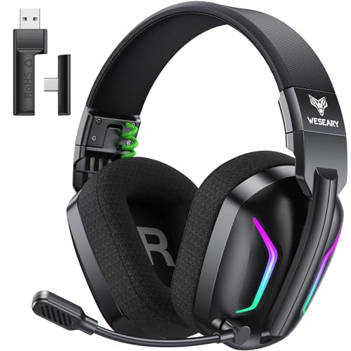 WESEARY Wireless Gaming Headset for PS5, PS4, PC, Switch| 20ms Low Latency - color: Aurora Black
