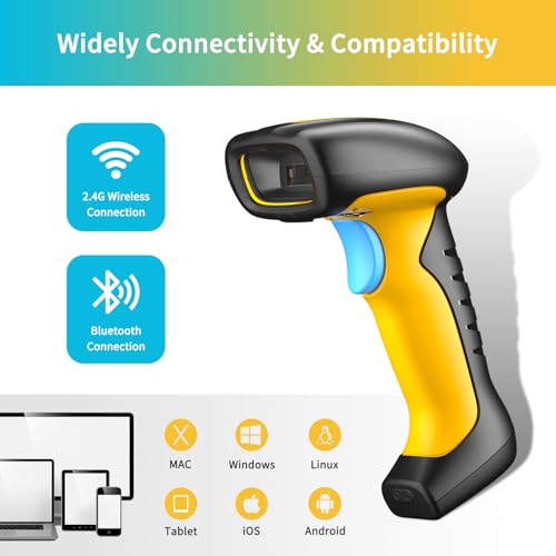 NETUM Upgraded QR Industrial Bluetooth Barcode Scanner with Charging Dock