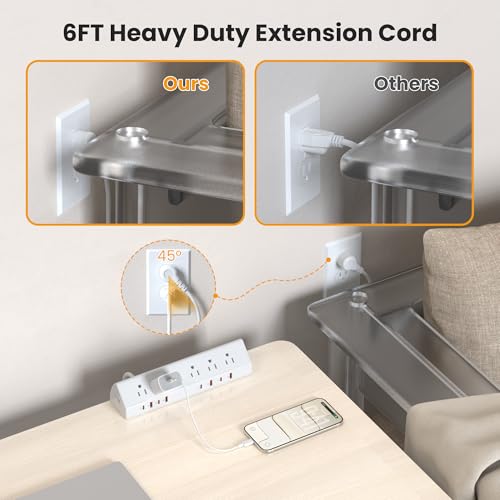 VILONG Desk Clamp Power Strip USB C 65W,Edge Mount Outlet,6FT,White - color: White