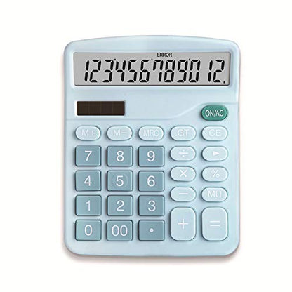YOUHO Office Desk Calculator, 12-bit Solar Battery Dual Power Standard Function Electronic Calculator with Large LCD Display (1PACK，Blue) - color: 1PACK blue
