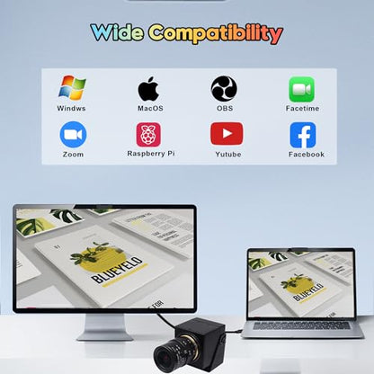 SVPRO 4K 60fps USB Camera with 2.8-12mm Manual Zoom Lens, HDMI/USB3.0 Dual Output, H.264/MJPEG, 4X Optical Zoom Webcam for PC, Mac, Raspberry Pi, Live Streaming, Video Conferencing, TV Monitor - color: 4K 60fps Camera with 2.8-12mm Lens