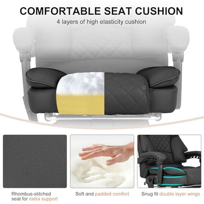 Kneading Massage Office Chair with Heated,90-135° Reclining Executive Office Chair with Footrest,Computer Desk Chair with Wheels,Diamond-Stitched Cushion Leather Office Chair (Black) - color: Black