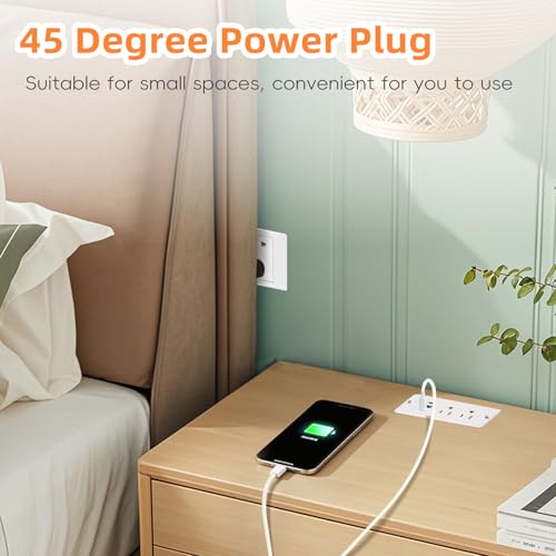 Recessed Power Strip, 20W USB-C Furniture Outlet, White, 6FT | 2 AC + 3 USB (2 USB-C, 1 USB-A), Flush Mount, Space-Saving, Easy Install, For Desk, Bedside, Drawer, Conference Table - color: White, size: 6 FT