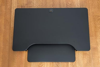 Rocelco 40" Height Adjustable Standing Desk Converter with AC Outlet USB Charger and Dual Monitor Arm Mount - Sit Stand Up Tabletop Riser - Sliding Keyboard Tray - Black (R DADRB-40-ACUSB-DM2) - color: Black Acusb, size: 40", style: Riser+Dual Mount