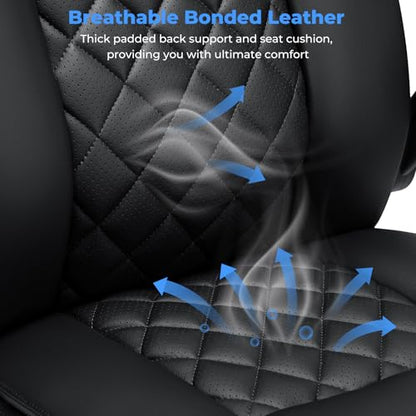 Big and Tall Office Chair 450lbs Heavy Duty Ergonomic Executive Desk Chair with Adjustable Lumbar Support High Back Home Computer Leather Chair with Padded Flip-up Arms for Heavy People Black - color: Black