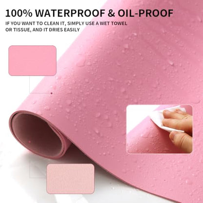 Large Office Leather Desk Mat, Large Mouse and Keyboard Pad, Laptop Pad, Desktop Protector(Pink, 31.5 in. x 15.7 in.) - color: Pink, size: 31.5×15.7inch