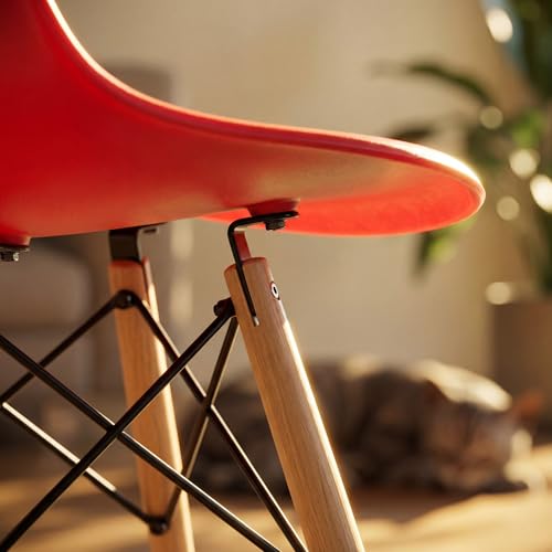 Furmax Modern Style Dining Chair Mid Century Modern DSW Chair, Shell Lounge Plastic Chair for Kitchen, Dining, Bedroom, Living Room Side Chairs Set of 4 - color: Red