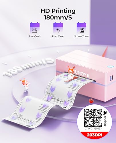 MUNBYN Bluetooth Thermal Label Printer, Wireless 4x6 Shipping Label Printer - color: Pink