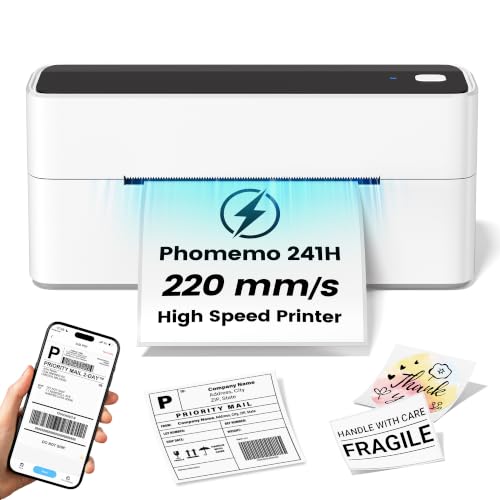 Phomemo High-Speed Shipping Label Printer 220mm/s - 4X6 Wireless Thermal Label Printer for Small Business, Compatible with iPhone, Android, Shopify, Amazon, USPS, Black - color: Black