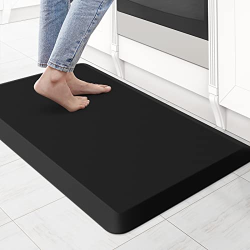 0.8" Thick Kitchen Mat Cushioned Anti Fatigue Rug Comfort Floor Mats - color: Black, size: 28"L x 17.3"W x 0.8"Th