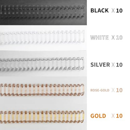 Binditek Metal Wire Binding Spine, 9/16 Inch, 3:1 Pitch,Multi Color 50 Pack - size: 9/16 Inch (120 Sheet Capacity), style: 50P , 3:1 Pitch, Multicolor