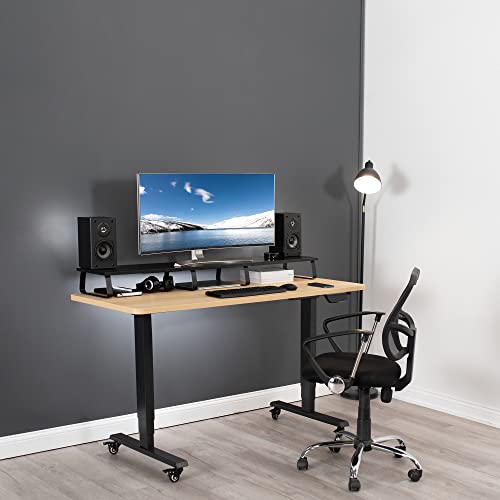 VIVO 55 inch Extra Long Monitor Stand, Wood & Steel Desktop Riser, Multi Screen, TV, Keyboard, Laptop, Ergonomic Desk and Tabletop Organizer, Black, STAND-V000D5