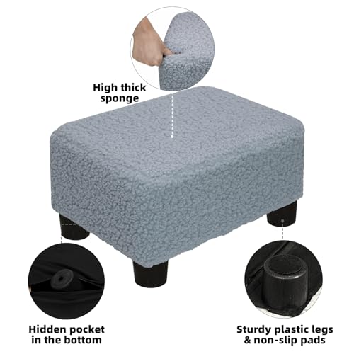 CAROLMADE Small Foot Stool Ottoman Footstool with Legs Under Desk Footrest for Living Room Bedroom and Office, Soft Blue - color: Soft Blue, size: 11"d X 15.4"w X 8.3"h