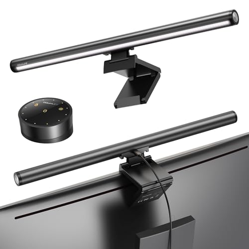 Douxlife Monitor Light Bar, Eye-Care Computer Monitor Lamp | Wireless Remote & Touch Control, Asymmetrical Optical Design, Stepless Dimming Screen Bar for Home Office Gaming, Gray - color: Gray