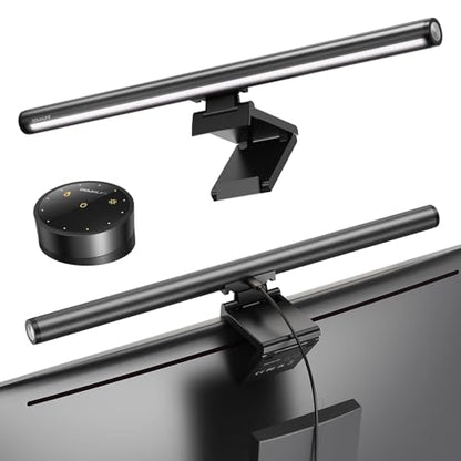 Douxlife Monitor Light Bar, Eye-Care Computer Monitor Lamp | Wireless Remote & Touch Control, Asymmetrical Optical Design, Stepless Dimming Screen Bar for Home Office Gaming, Gray - color: Gray