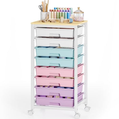 SYKIARIOL Rolling Storage Cart with Drawers, 8 Drawers Cart, Ice Cream - color: Ice Cream