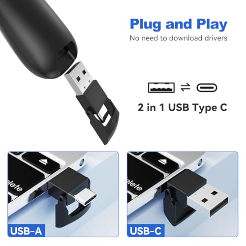(4 Units) Presentation Clicker & Case, Wireless Presenter Remote | 2‑in‑1 USB/Type C Receiver, Google Slide Advancer & Red Laser, Computer PowerPoint PPT Clicker for Mac/Windows Laptop - style: 4 Units with Case