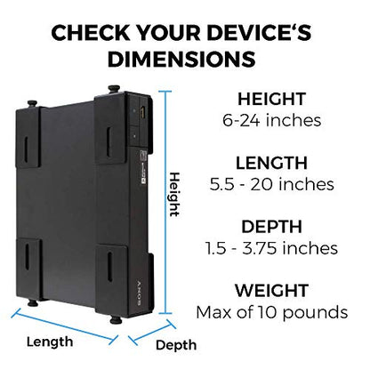 HumanCentric Adjustable Device Wall Mount, Cable Box & Modem Bracket | Adjustable Wall Adapter for Small, Wide & Narrow Devices, Cable Boxes, Modems, DVD Players, Mount on Wall Behind TV - size: Medium & Large