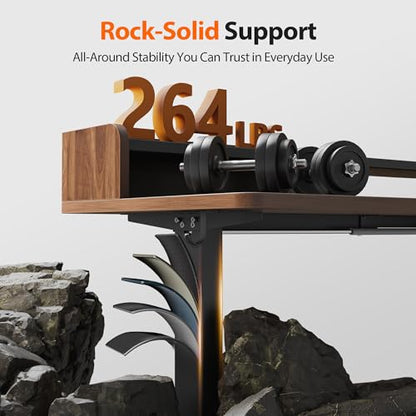 Agilestic L Shaped Standing Desk with Monitor Shelf, 63 Inch, Dark Walnut - color: Dark Walnut, size: 63 x 55 Inch with shelf