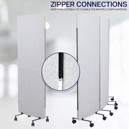VIVO Freestanding 145 x 66 inch Privacy Panel System, Mobile Cubicle Divider, Acoustic Wall Partition, x6 24 inch Panels, Gray, PP-KIT-T145G-M - size: 145"