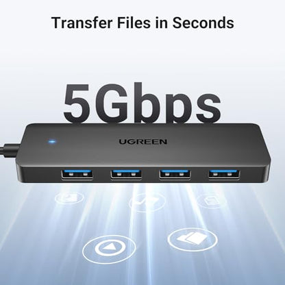 UGREEN USB 3.0 Hub, 4 Ports USB A Splitter Ultra-Slim USB Expander for Mouse, Keyboard, Flash Drive, U Disk, Printer Compatible with Laptop, Desktop PC, Xbox, PS5, and More 3.3FT - size: ['3.3 feet'], style: USB-A