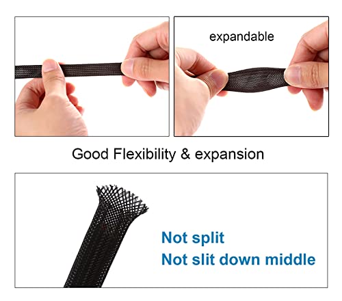 25ft - 1 inch PET Expandable Braided Sleeving – Black – Alex Tech Braided Cable Sleeve - color: Black, size: 1"-25ft