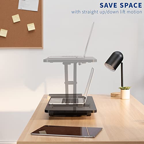 VIVO Black Small Single Top 28 inch Standing Desk Converter, Tabletop Sit to Stand Laptop Riser with Scissor Lift Height Adjustment, DESK-V011F