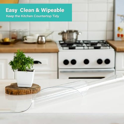 12x36 Inch Clear Plastic Pad Table Protector Cover Dining Room Tablecloth Office Desk Mat Easy Clean Heat Resistant Protection Glass Wood Tabletop Office Writing Desk Kitchen Coffee Table - color: New Clear 1.5mm, size: 12 X 36 Inches