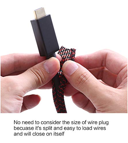 Alex Tech 10ft - 1/4 inch Cord Protector Wire Loom Tubing Cable Sleeve Split Sleeving For USB Cable Power Cord Audio Video Cable – Protect Cat From Chewing Cords - Blackred - color: Blackred, size: 1/4"-10ft