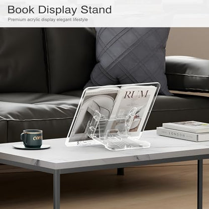 Acrylic Book Stand, Angle Adjustable Book Display Stand,Foldable Cookbook Stand, Lightweight Book Holder for Magazines, Laptop, Recipe, Textbook - size: 13.8 x 10.2 inches