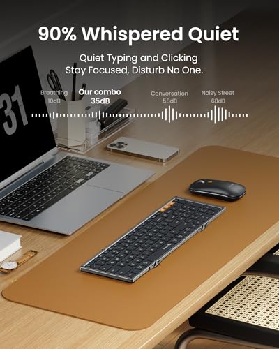 ProtoArc XKM01 Full-Size Foldable Keyboard Mouse Combo for Travel, Gray - color: Black Gray