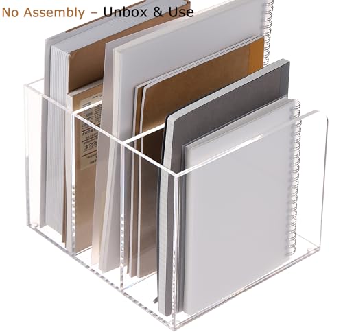 Acrylic Desk File Organizer, 3-Section Vertical File Folder Rack,Clear - size: Standard 3-Section