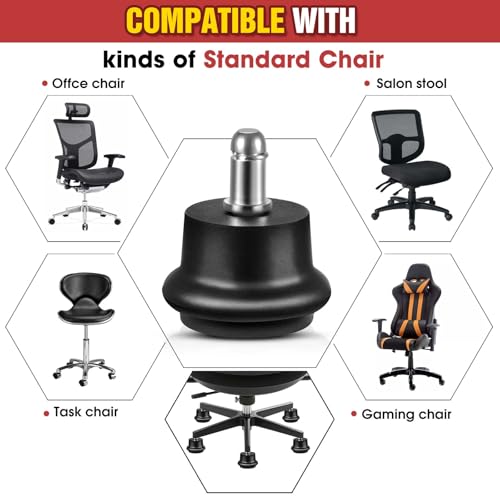 Bell Glides for Office Chair, Stationary Caster Replacement with Felt Pads