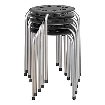 Norwood Commercial Furniture Stacking Stools for Kids and Adults, 17.75" Standard Height Portable Nesting Office and Classroom Stools, Black/Silver, Pack of 5 - color: Black/Silver