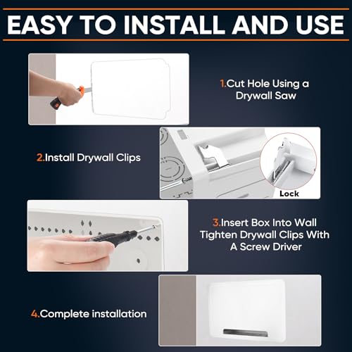 9" in-Wall TV Media Box, Recessed Cable Management Enclosure Fit for Apple & Roku & Fire TV, Seamless Structured Wiring Storage, Clutter-Free Wall Mount AV Solution