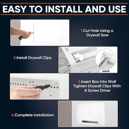 9" in-Wall TV Media Box, Recessed Cable Management Enclosure Fit for Apple & Roku & Fire TV, Seamless Structured Wiring Storage, Clutter-Free Wall Mount AV Solution