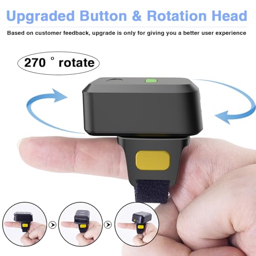 2D Bluetooth Barcode Scanner, Mini Wireless Wearable Finger Barcode Scanner 3-in-1 Bluetooth & USB Wired and 2.4G Wireless for Book, Warehouse Inventory, Express stocktaking - color: red