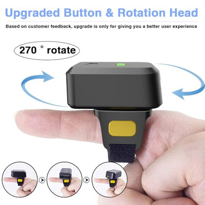 2D Bluetooth Barcode Scanner, Mini Wireless Wearable Finger Barcode Scanner 3-in-1 Bluetooth & USB Wired and 2.4G Wireless for Book, Warehouse Inventory, Express stocktaking - color: red