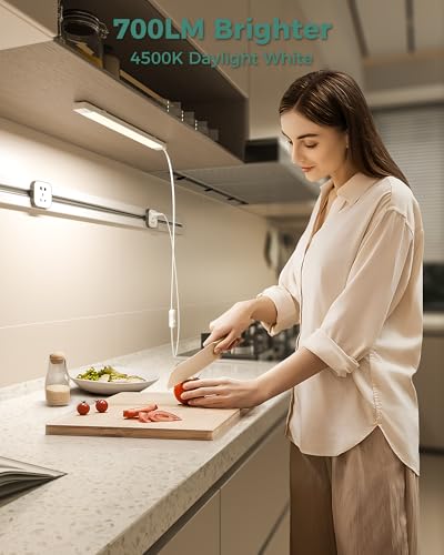 ASOKO 16 Inch Under Counter Light 700LM 4500K Plug in Kitchen Light - color: Daylight White, size: 16 Inch 1-Bar 1-Pack