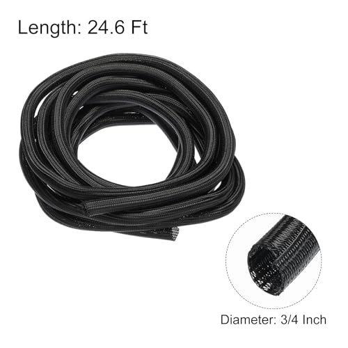 MECCANIXITY Cord Sleeve Cable Organizer 24.6 Ft - 3/4 Inch Wire Cover Protector for USB Cable TV Video Under Desk Wire Management - size: 3/4 Inch x 25 Ft