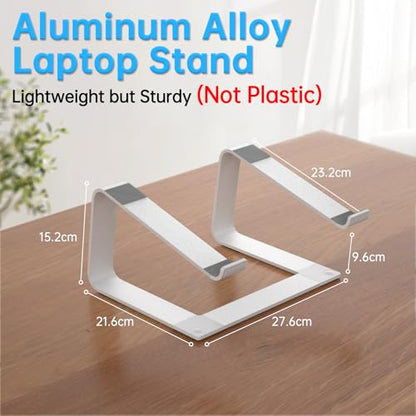 GleYo Laptop Stand for Desk Portable Computer Riser Metal Notebook Holder Printer Stand Office Desk Accessories Compatible with MacBook Air, Pro, Dell, HP, Lenovo and All 10-16" Laptops, Silver - color: Silver