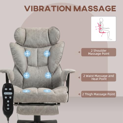 HOMCOM Massage Executive Office Chair 6 Vibration Points 400LBS Gray - color: Grey